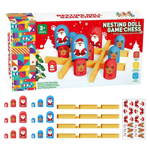 XFGOU Board game Toys and Hobbies Christmas Edition Board Games New Tac Toe Board Games Head Games Family Games Toys For Children 38 (1pcs) Tabletop Games