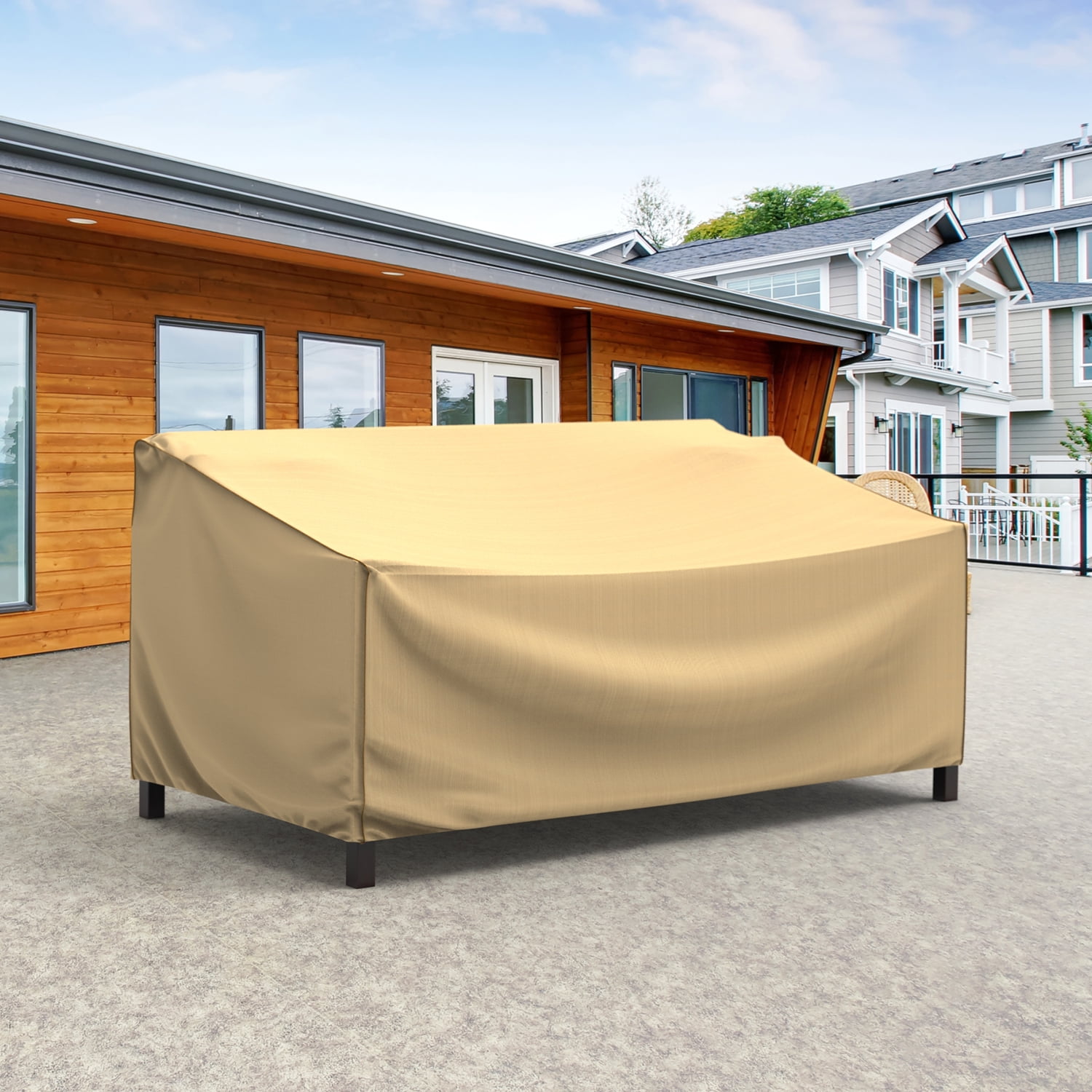 Budge 79"Wx37"L Tan Patio Sofa Cover, StormBlock™ Savanna