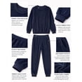 thumbnail image 5 of GIRUNS Men's Flannel Pajamas Set Long Sleeve Crew Neck Soft Warm Winter Sleepwear with Pockets Navy Blue L, 5 of 6