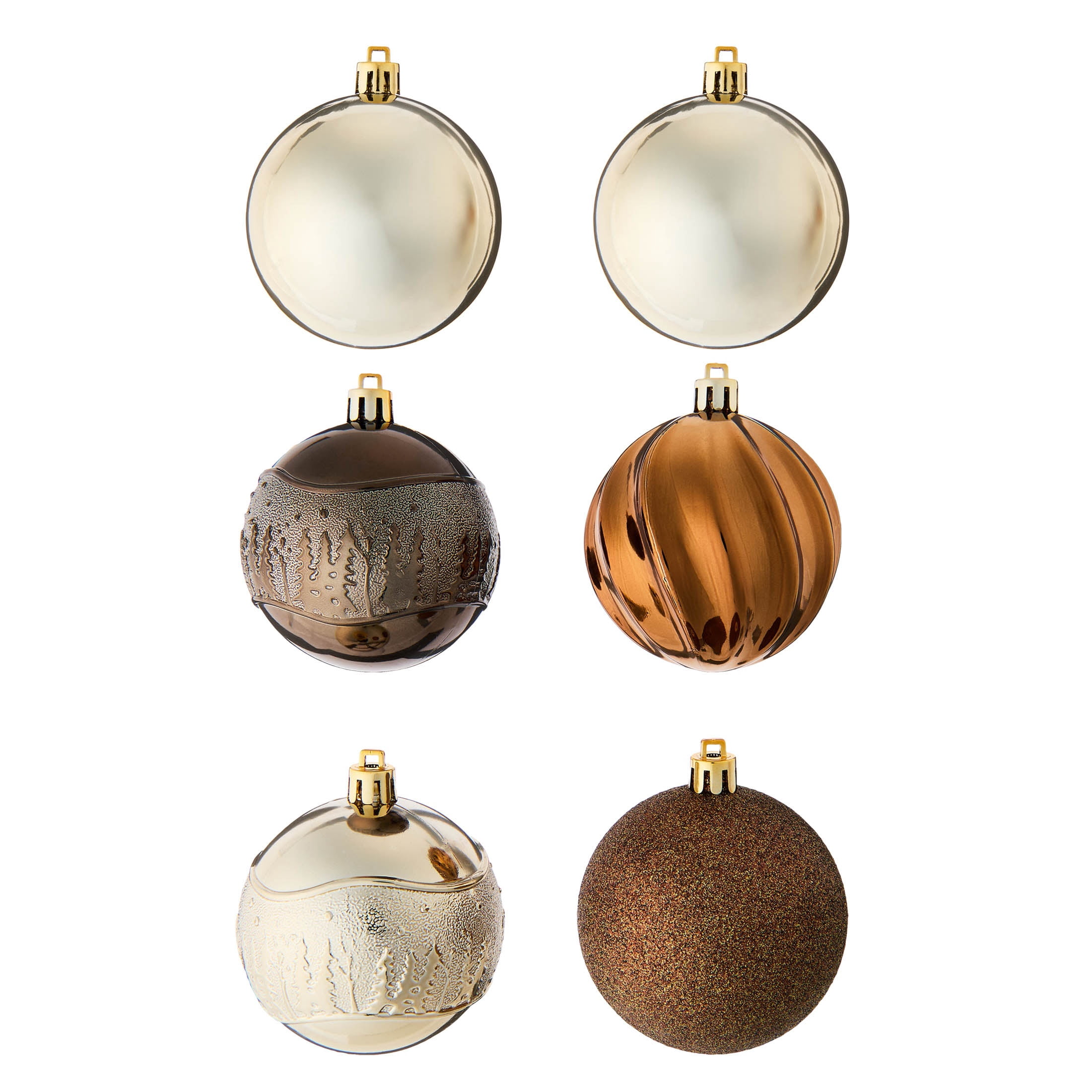 50-Count Brown/Bronze/Champagne Ball Shatterproof Christmas Ornaments, 3", by Holiday Time