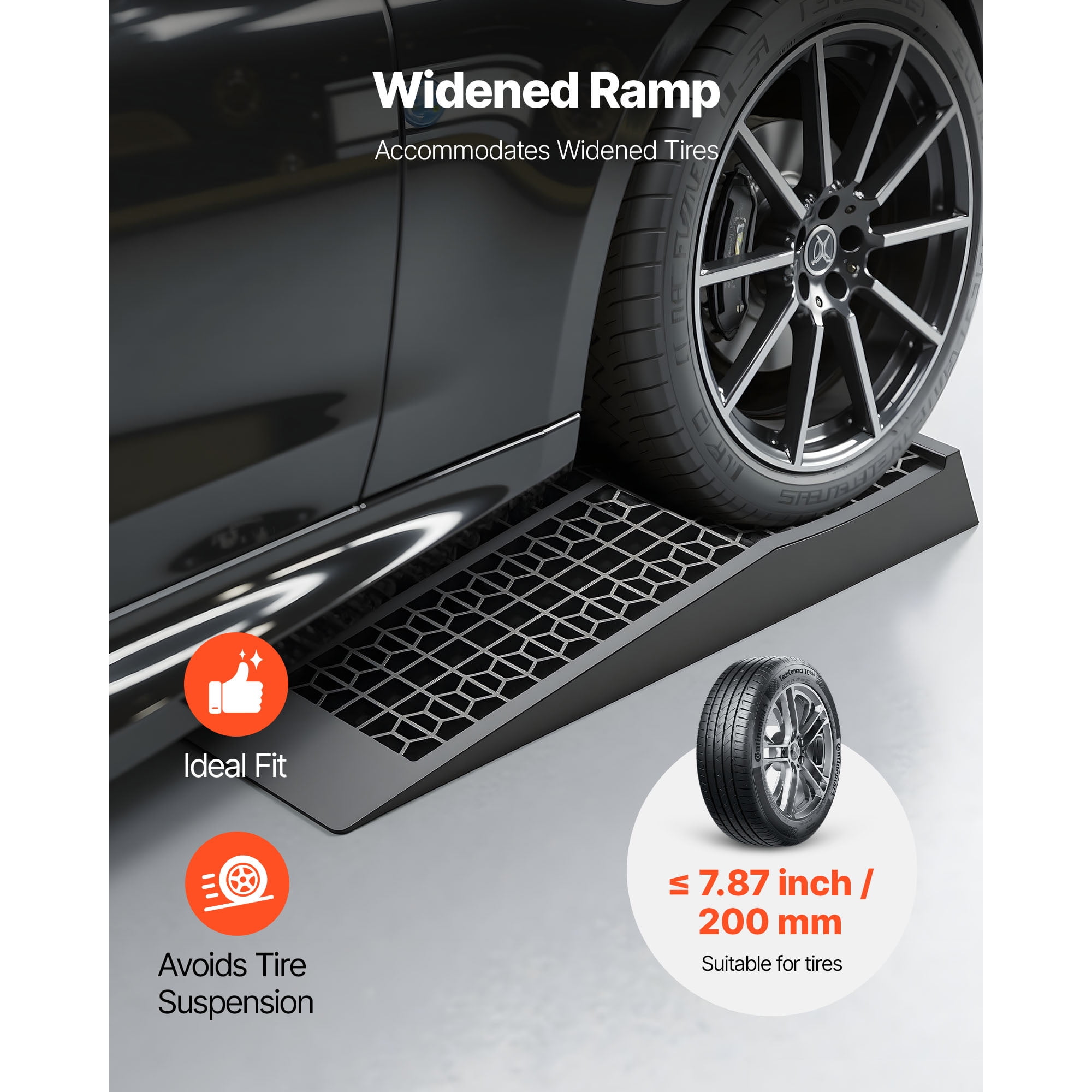 KFFKFF Set of 4 Car Ramps, 20,000 lbs Load Capacity, 2.56-inch Lift Height, Portable Low-Profile Ramps for Garage Maintenance and Oil Changes, Durable Design for Low Chassis Vehicles and Jack Support