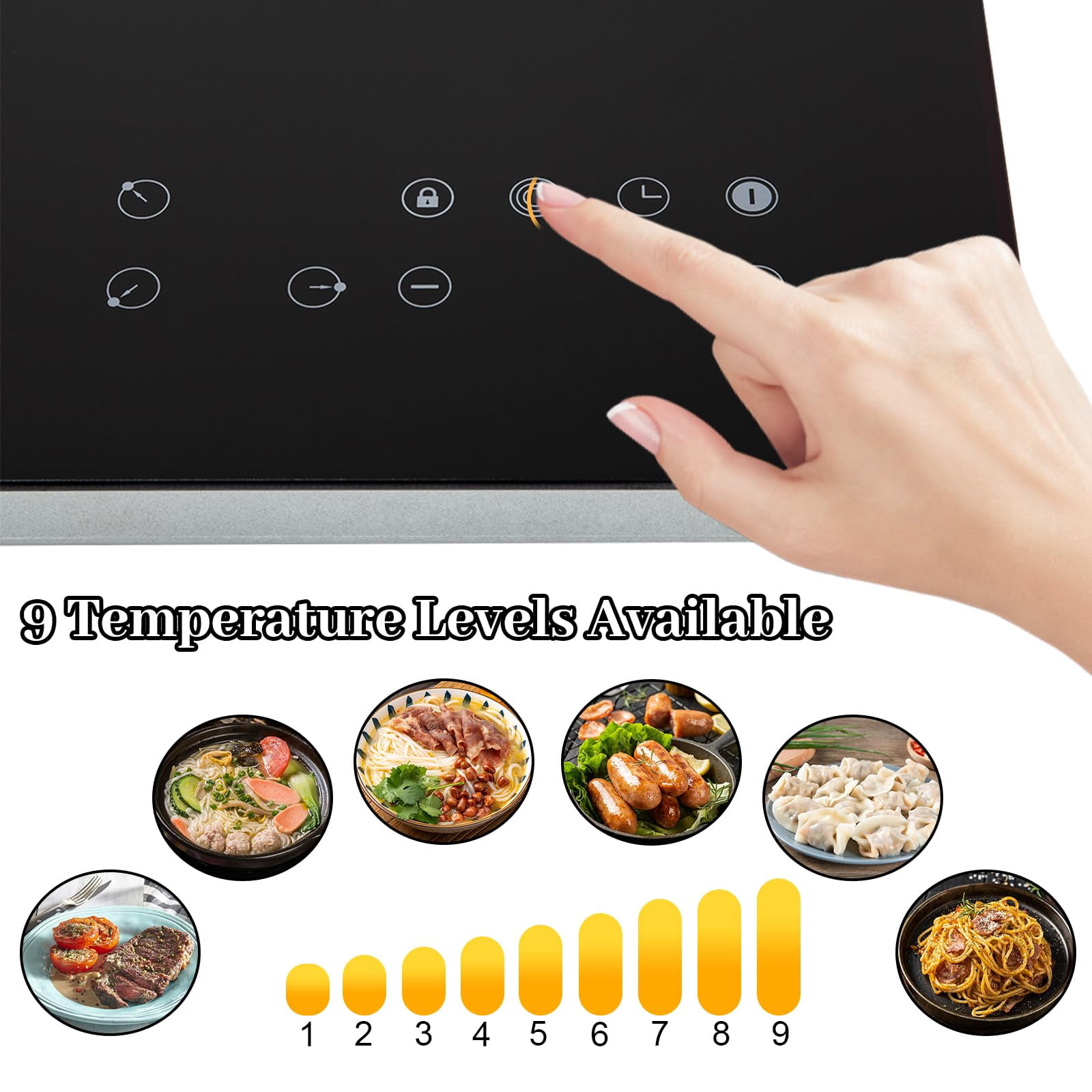 2600W 110V Electric Ceramic Cooktop Portable 3 Burners Built-in Cooktop Sensor Touch Control Countertop Electric Hot Plate with Kid Safety Lock and Timer, 9 Heating Level(no plug)