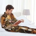 thumbnail image 5 of KLL Modern Floral Guinea Pig Sleepwear Mens Flannel Pajamas,Long Cotton Pj Set, 5 of 7