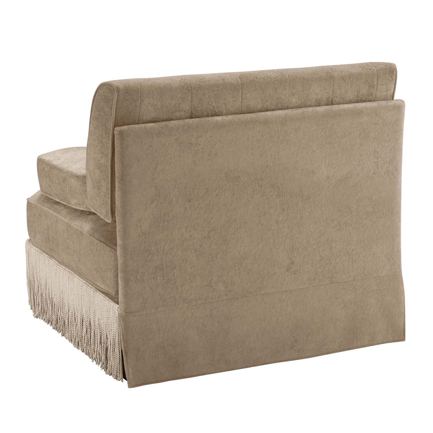 Hommoo Comfort Velvet Fabric Sofa with Right Arm, Button Tufted Design & Floor-grazing TasseL, Camel