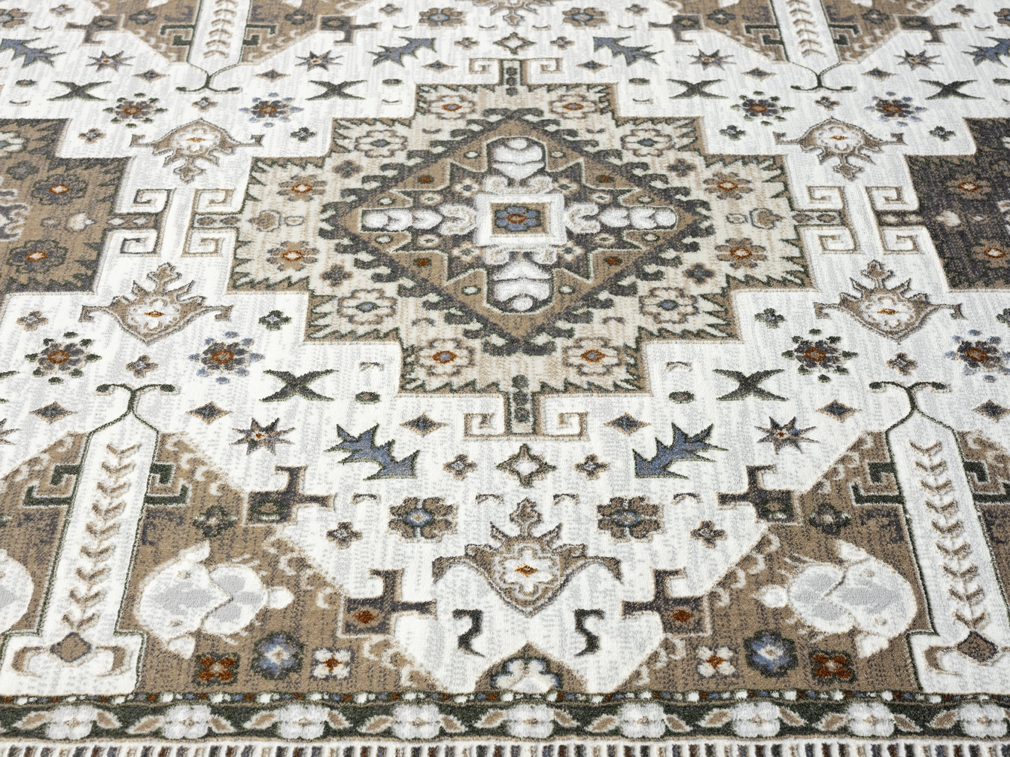 United Weavers Riviera Azure Runner Rug, Border Pattern, Cream, 2'7" X 7'2"
