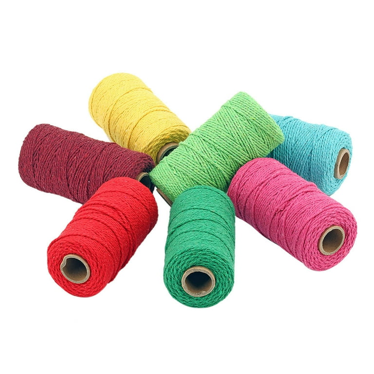 100M/Roll 2mm Macrame Cord Cotton Rope Colorful DIY Crafts Braided