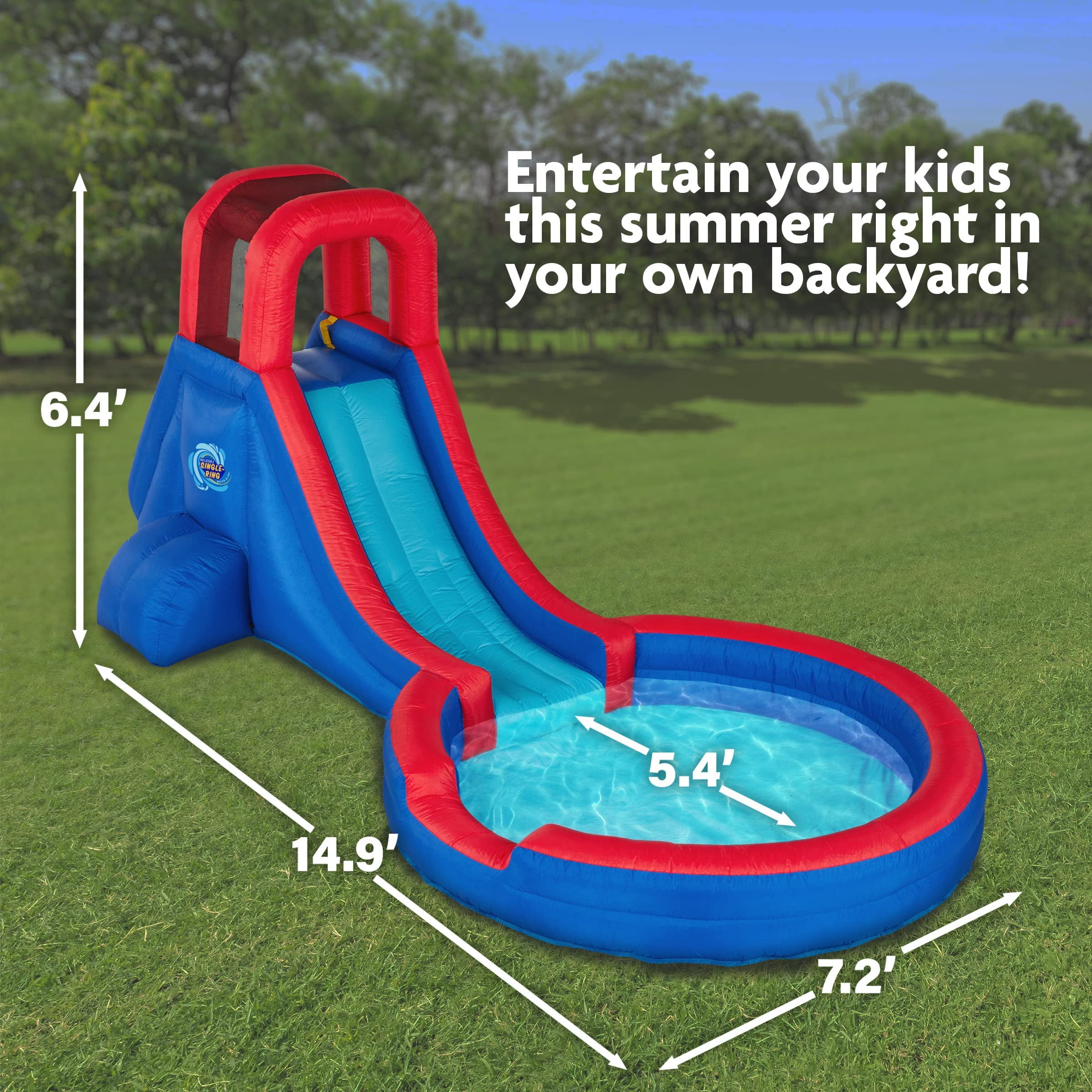 Sunny & Fun Inflatable Water Slide & Blow up Pool, Kids Water Park for Backyard