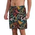 thumbnail image 2 of Kdxio Snake And Flower Pattern Mens Casual Shorts - Drawstring Summer Beach Sports Shorts for Men, 2 of 9