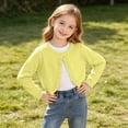 thumbnail image 6 of Lmnyox Cardigan Sweaters for Girls Cute Ruffle Trim Button Crew Neck Knitted Tops Fashion Plain Long Sleeve Sweaters, 6 of 9