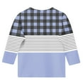 thumbnail image 5 of Toddler Kid Girl T-Shirts 3/4 Sleeve Tops Plaid Stripes Colorblock Crewneck 3-14 Years Girls Fall Spring Clothes (7 Years, Blue), 5 of 5
