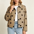 thumbnail image 2 of SBYOJLPB Womens Polka Dot Coats Long Sleeve Lapel Button Waterproof Casual Short Coat for Cozy Everyday Wear, 2 of 8