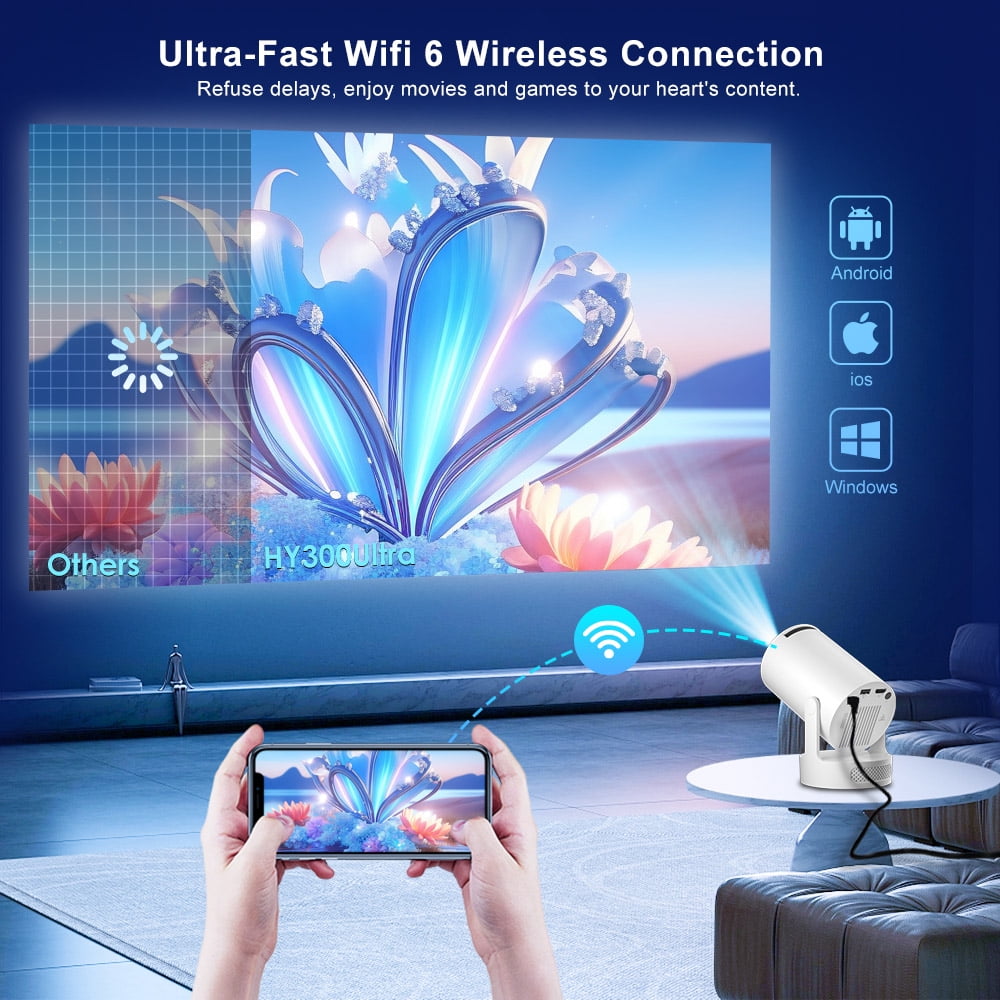 Salange Mini Projector 4K with Wifi and Bluetooth 5.4,1080P HD Smart Projector,Short Throw and Built-in Apps,Auto Keystone for Movies [HY300Ultra 2026]