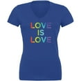 thumbnail image 1 of LGBT Gay Pride Love Is Love Juniors V-Neck T Shirt, 1 of 1