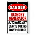 thumbnail image 1 of (Metal de aluminio) Señal de advertencia de OSHA Danger Standby Generator Automatically Starts (Generador de reserva que se inicia automáticamente) Tamaño: 8 x 12 pulgadas, 1 of 4