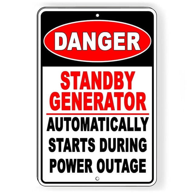 (Metal de aluminio) Señal de advertencia de OSHA Danger Standby Generator Automatically Starts (Generador de reserva que se inicia automáticamente) Tamaño: 8 x 12 pulgadas