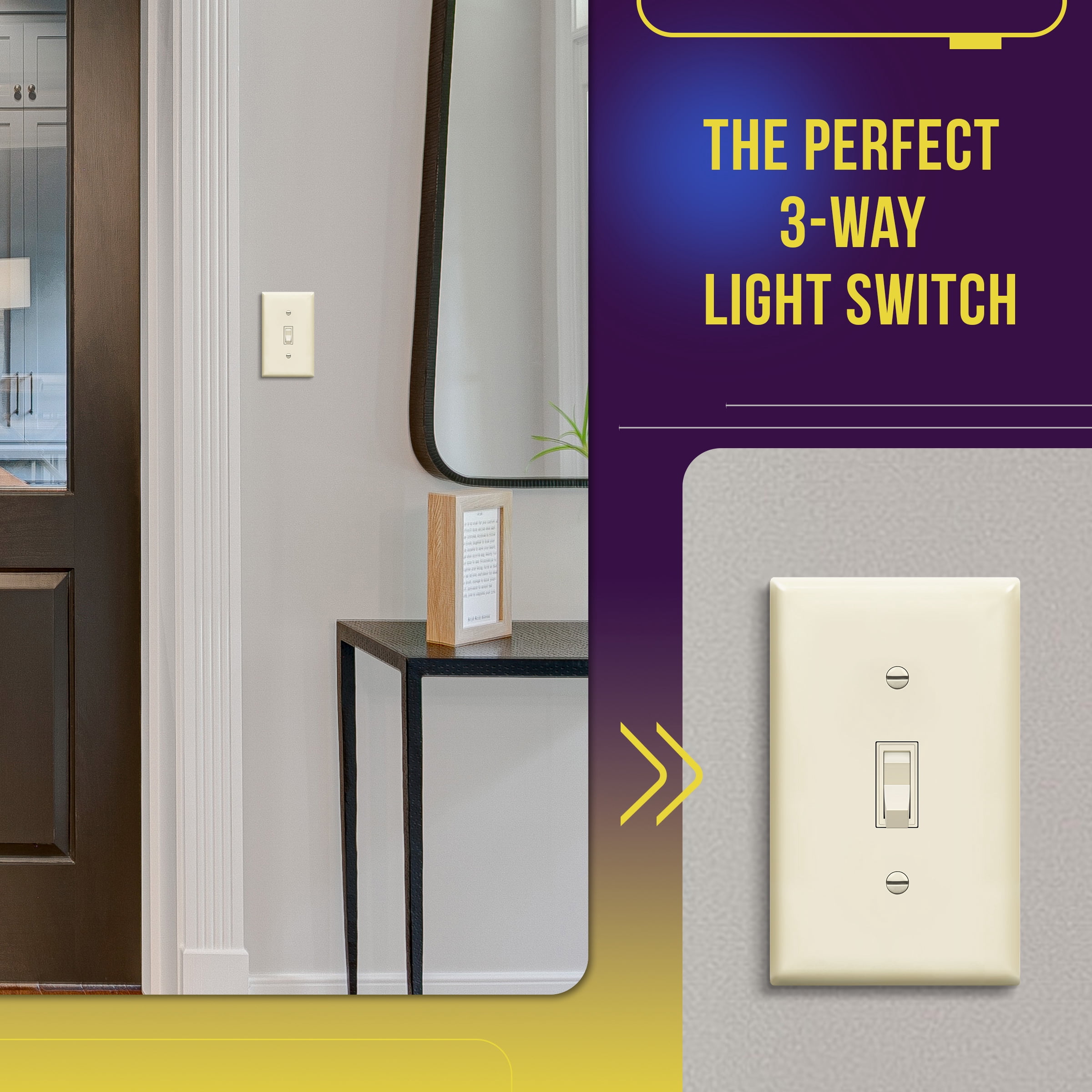 ENERLITES Toggle Light Switch, 3-Way or Single Pole, 15A 120-277V, Grounding Screw, UL Listed, Light Almond (10 Pack)