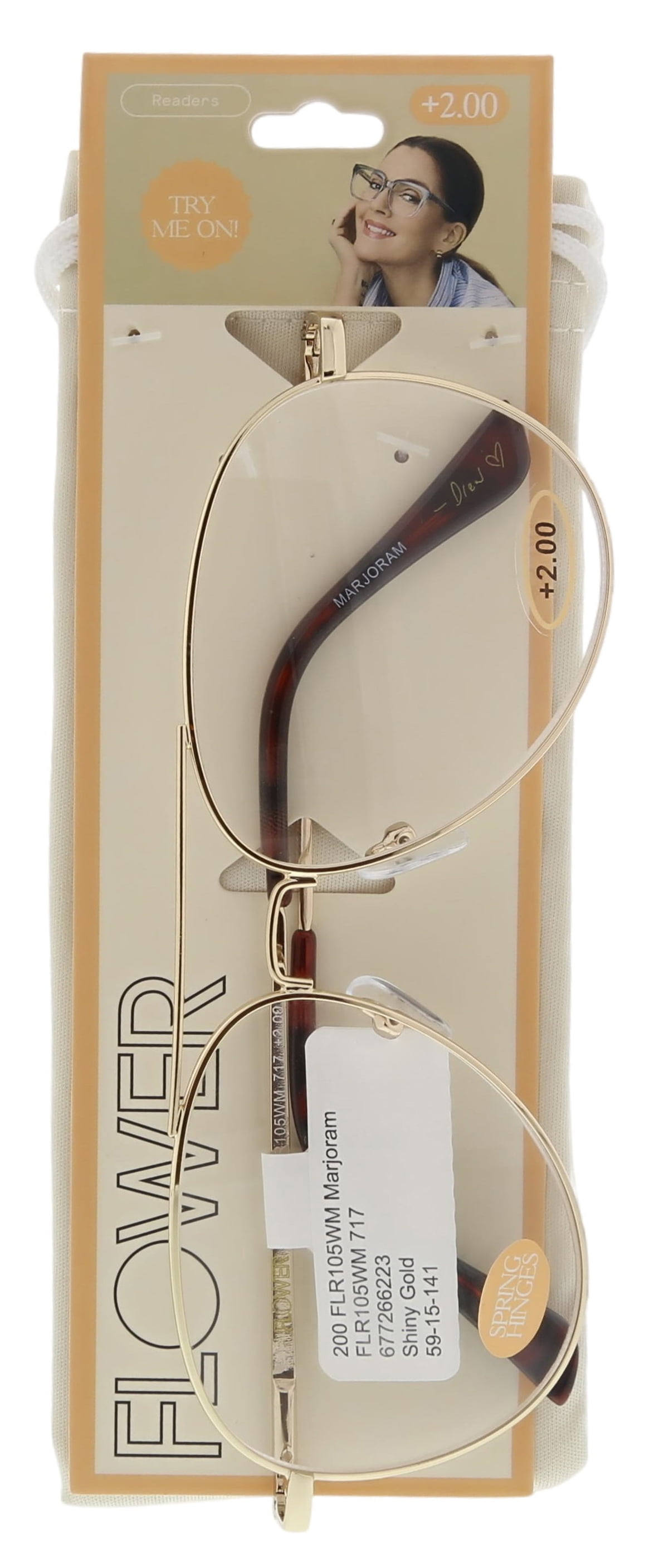 (2 pack) FLOWER Womens Reading Glasses - FLR105 Marjoram +2.00