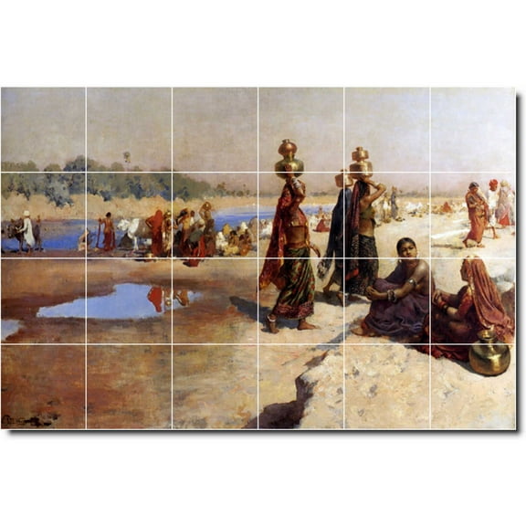 Ceramic Tile Mural-Edwin Weeks City Backsplash Tile Mural 1. 25.5" w x 17" h using (24) 4.25 x 4.25 ceramic tiles