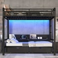 thumbnail image 5 of Bellemave Bunk Bed with storage and LED Lights, Full Over Full Metal Bunk Bed with Pull-Out Folding Bed, Heavy Duty Bunk Bed Frame USB Ports and Shelves-Black, 5 of 8