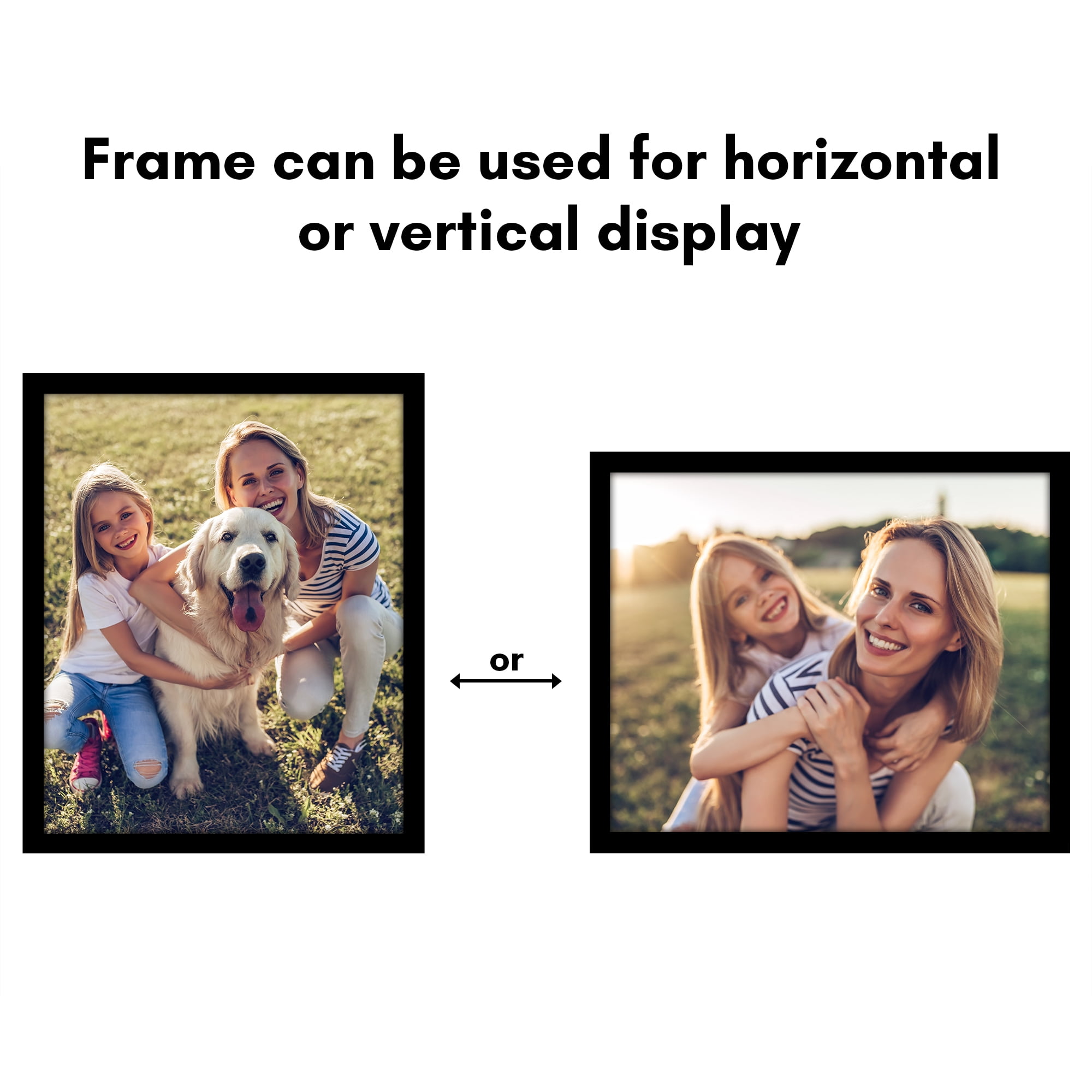 Americanflat 9x11 Picture Frame with Shatter-Resistant Glass Streamline Collection Thin Border Photo - Black
