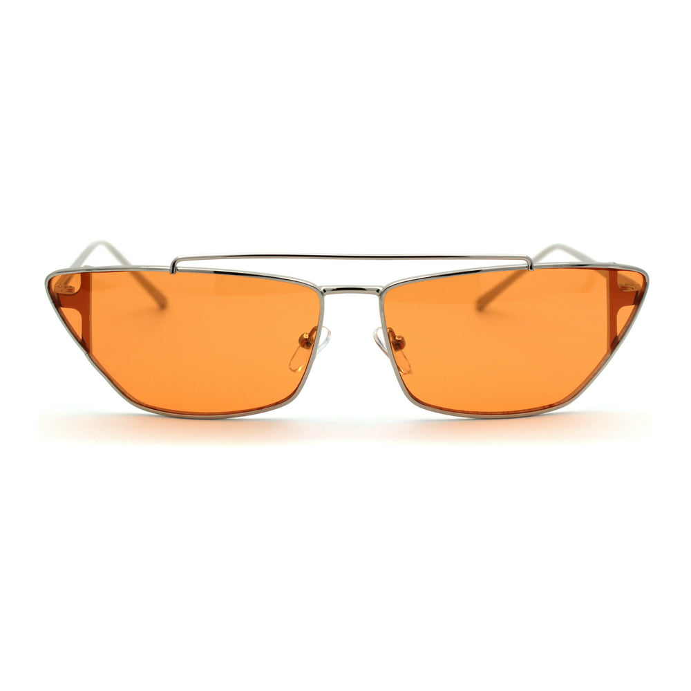 SA106 - Womens Hippie Color Lens Wide Cat Eye Metal Rim Sunglasses ...