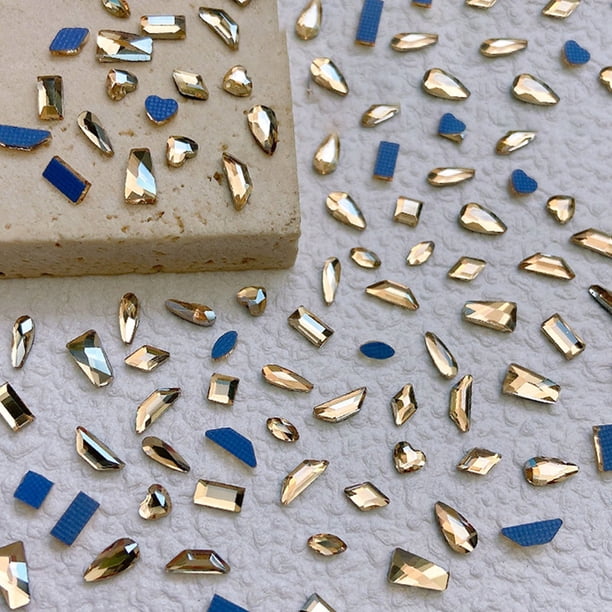 Juego de 150 diamantes de imitación de cristal para uñas, diamantes de imitación 3D de múltiples formas con fondo plano, para decoración de uñas, manualidades, teléfonos, ropa, joyas, bolsos