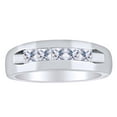thumbnail image 2 of AFFY Father's Day Gift 1.05 Carat (Cttw) Princess Cut White Natural Diamond Five Stone Men's Wedding Band Ring In 14k Solid White Gold Ring Size-9.5, 2 of 2