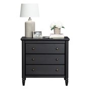 (2 pack) My Texas House Monroe 3-Drawer Nightstand with USB, Raven Black Oak