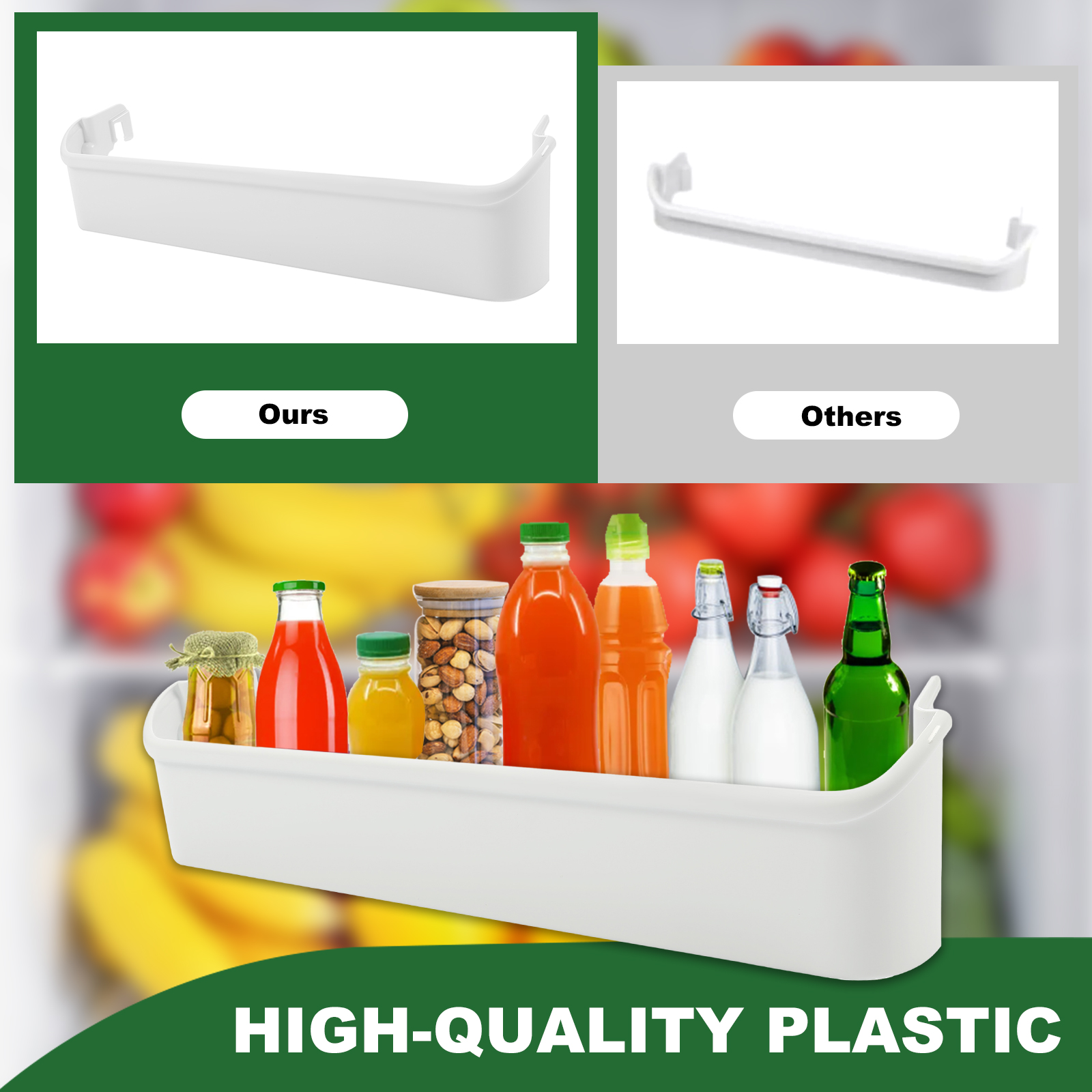 Kojem 240338101 Refrigerator Door Bin Shelf Compatible with Frigidaire or Kenmore Refrigerator White ABS Plastic
