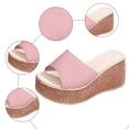 thumbnail image 6 of Womens Wedge Sandals Chunky Platform High Heels Open Toe Slip on Slides Casual Dressy Summer Beach Shoes Pink Size 9, 6 of 6