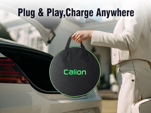 CALION 32A Level 2 Portable EV Charger, 240V Smart Electric Vehicle Charging Station with 25FT Cable, NEMA 14-50 Plug, LED Indicator, IP65 Waterproof for Indoor/Outdoor J1772 EVs