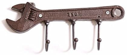 Vintage Cast Iron Wrench Key Rack Holder Man Cave Garage Coat Wall Hooks 