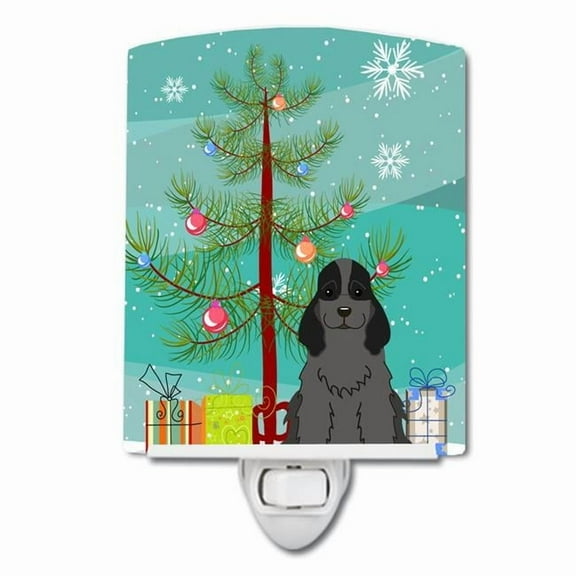 Caroline's Treasures BB4217CNL Merry Christmas Tree Cocker Spaniel Black Ceramic Night Light, 6x4x3", multicolor