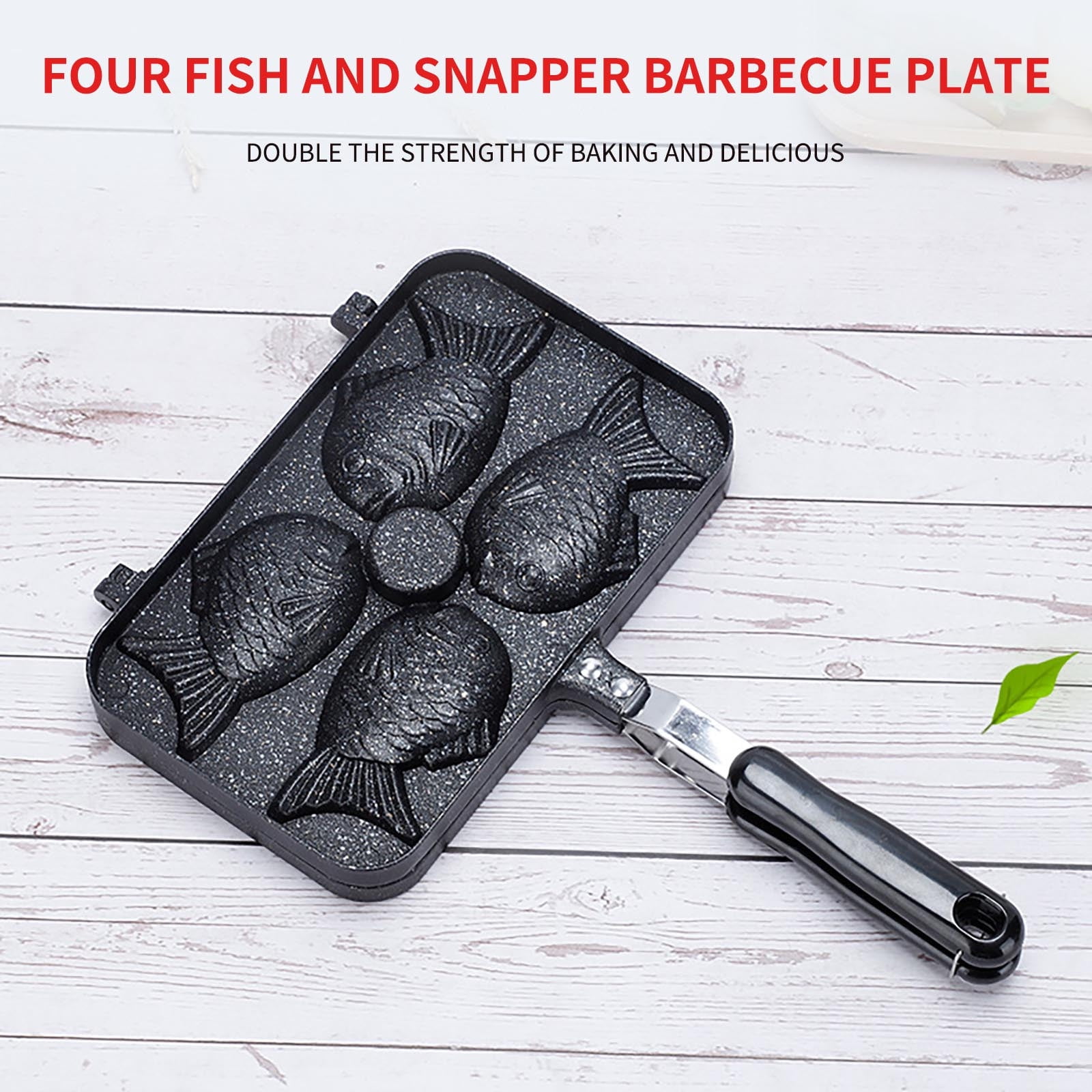 Qholemyo Aluminum Four Fish Shaped Non Stick Double Sided Sea Frying Pan Portable Outdoor Baking Tools Baking Items