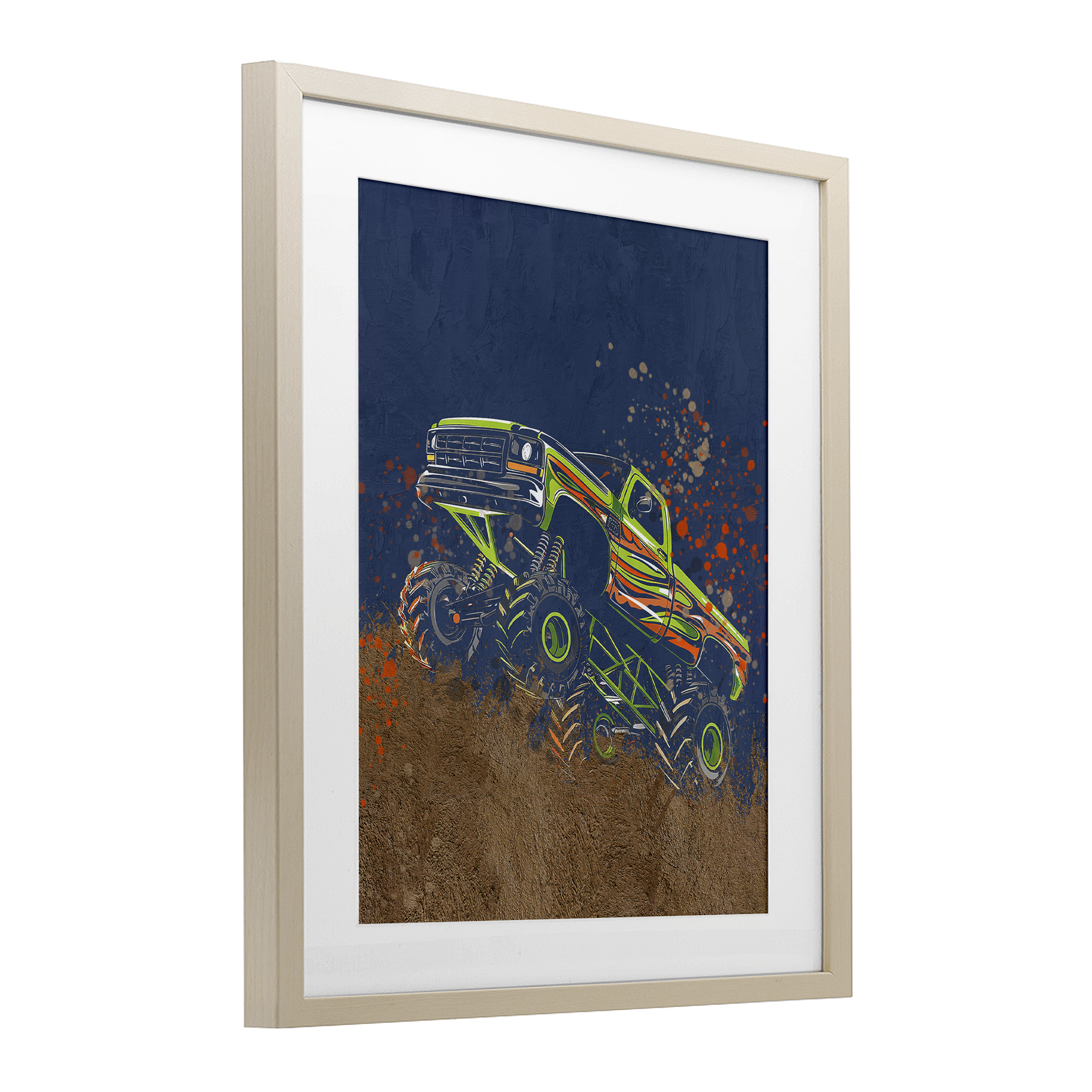 My Jam Truck Adventure Birch Framed Print Under Glass, design by Kim Allen