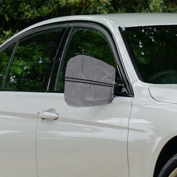 ETEREAUTY 2-Pack Grey Oxford Cloth Car Side Mirror Covers with Drawstring Design, Protective Rear View