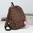 thumbnail image 4 of Lusa Corduroy Bow Print Backpacks for Students Preppy 15 Inch Large Capacity Double Shoulder Schoolbag Trendy Versatile Lightweight Casual Back to School Season Bookbag Brown One Size, 4 of 8