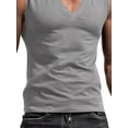 thumbnail image 4 of DYMADE Men Spliced V-Neck Summer Tank Home Classic Casual Style Slim T-Shirts Top, 4 of 4