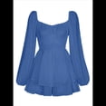 thumbnail image 3 of Mono Corto con Mangas Largas y Volantes para Mujer, Estilo Farol, con Lazo y Lazo Azul XL, 3 of 10