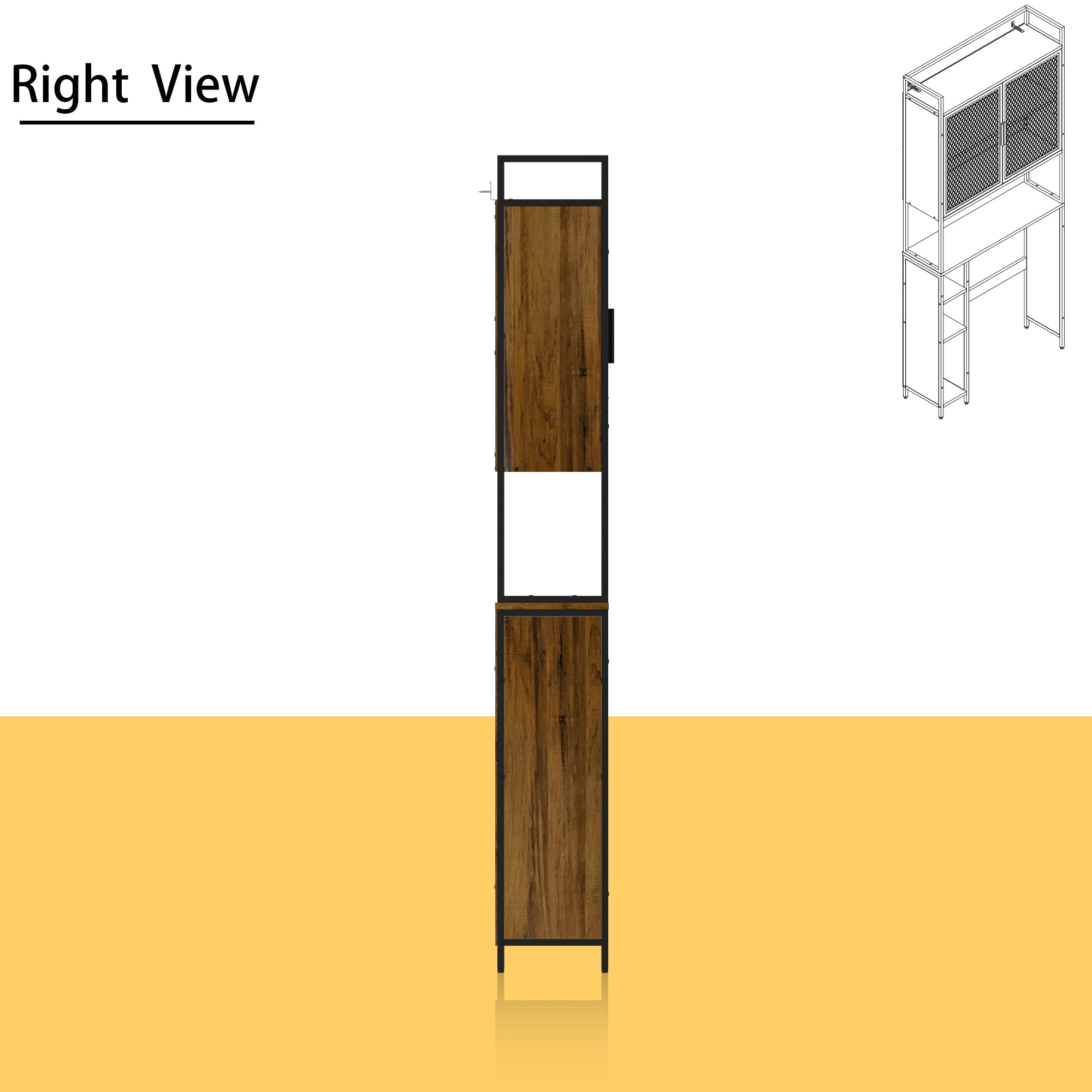 KULAGAGA Over The Toilet Storage Cabinet, Freestanding Bathroom Organizer Rack Space Saver, Brown