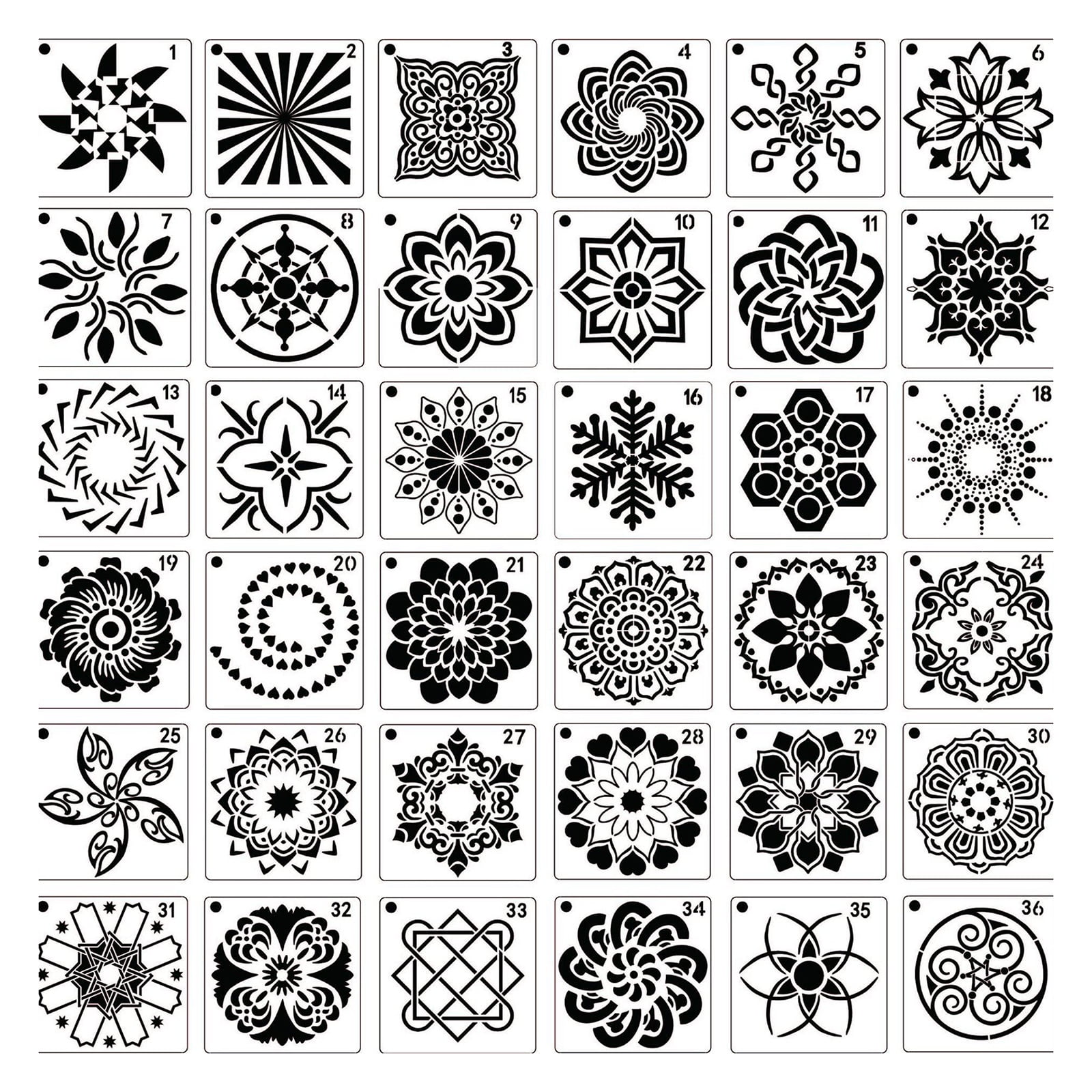 36 Pack Mandala Dot Templates Stencils for Painting 3 - Walmart.com