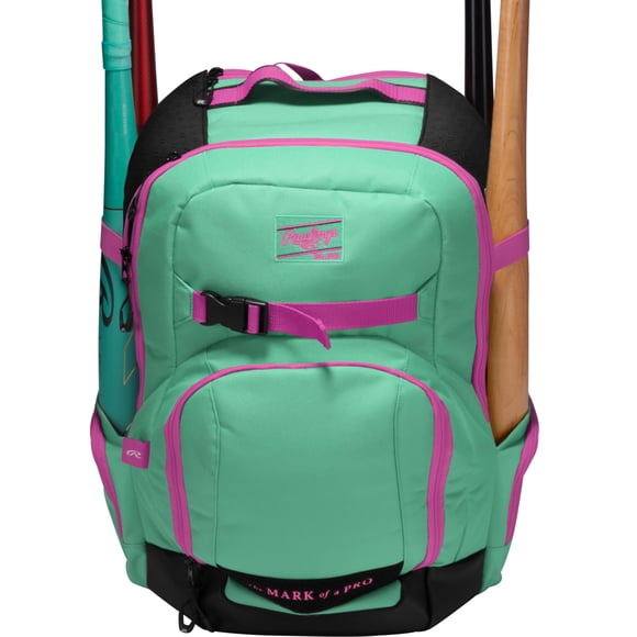 Mochila Rawlings THE JOURNEY para jugador de béisbol/sóftbol, color menta y rosa