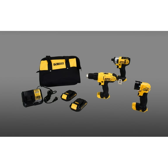 DeWalt DCK340C2 20V Cordless Drill-Driver/Impact Driver/Work Light Combo Kit