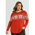 thumbnail image 6 of TIYOMI Plus Size 2X Tops For Women Christmas Red Crewneck T Shirt Snowflake Long Sleeve Color Block Blouses Tee Fall Winter Shirts 2XL 18W 20W, 6 of 6