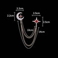 thumbnail image 7 of Pnellth Star Moon Brooch Dazzling Rhinestone Inlaid Hanging Chain Elegant Men Women Business Suit Lapel Collar Pin Jewelry Silver White, 7 of 7