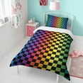 thumbnail image 4 of Rainbow Checkerboard Duvet Cover and Pillowcase Set for Single Bedding, Bedroom Accessories for Kids Teens, 4 of 5