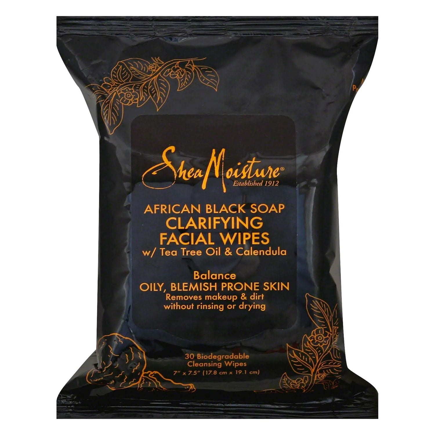 Shea Moisture African Black Soap Facial Wipes, 30 Wipes