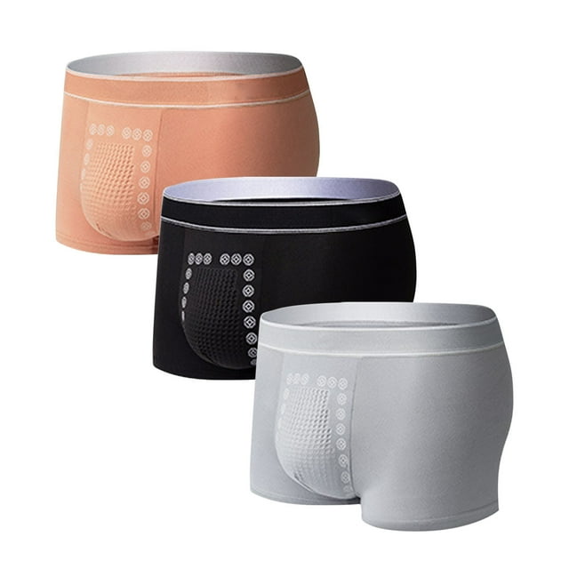 StSilkitty 3 Pack Men's Cotton Boxer Briefs No Riding Up Underwear Mid Rise Soft Breathable Stretch Underpants