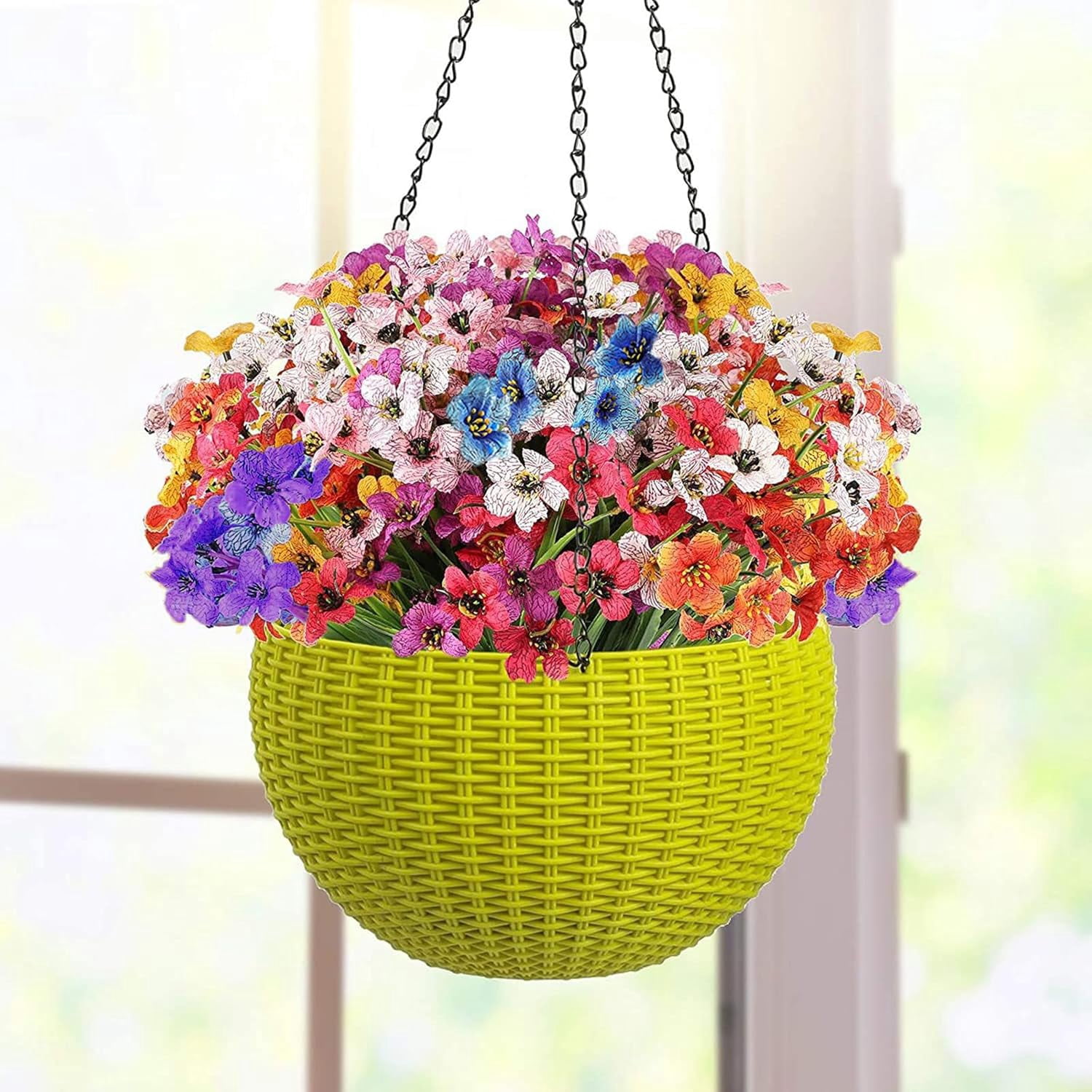 10 Bundles Artificial Flowers for Outdoors,UV Resistant No Fade Faux Silk Flowers,Fake Plastic Plants for Indoor Outside Garden Porch Window Box Hanging Planter Decor