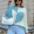 thumbnail image 2 of LYXSSBYX Women Fall Sweaters for Women 2022 Hot Sale Clearance Women's Casual Long Sleeve Loose O-Neck Heart Pattern Sweater Pullover, 2 of 5